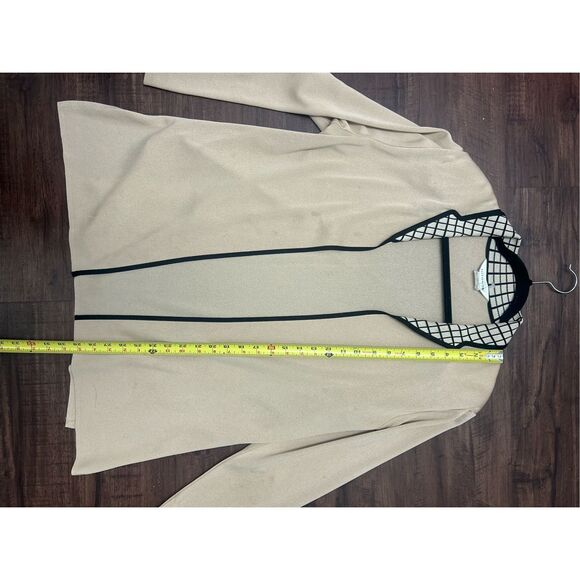 Misook Tan Black Knit Blazer Jacket, Sz Medium, MSRP $378 - Picture 4 of 9